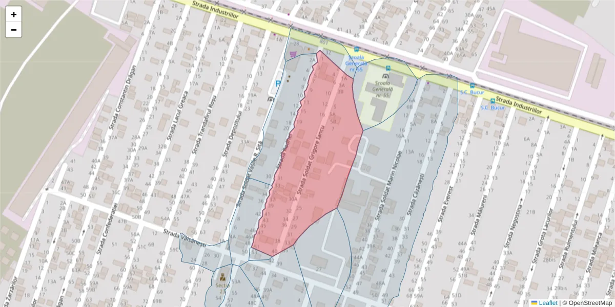 Hartă a codului poștal  și a codurilor poștale învecinate