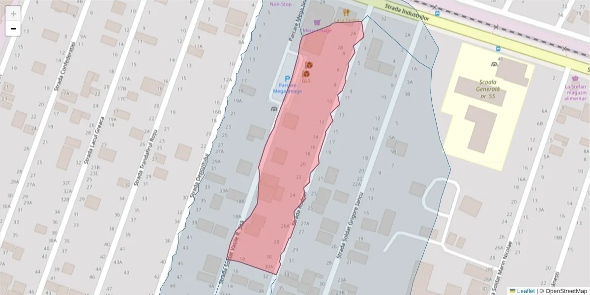 Hartă a codului poștal  și a codurilor poștale învecinate