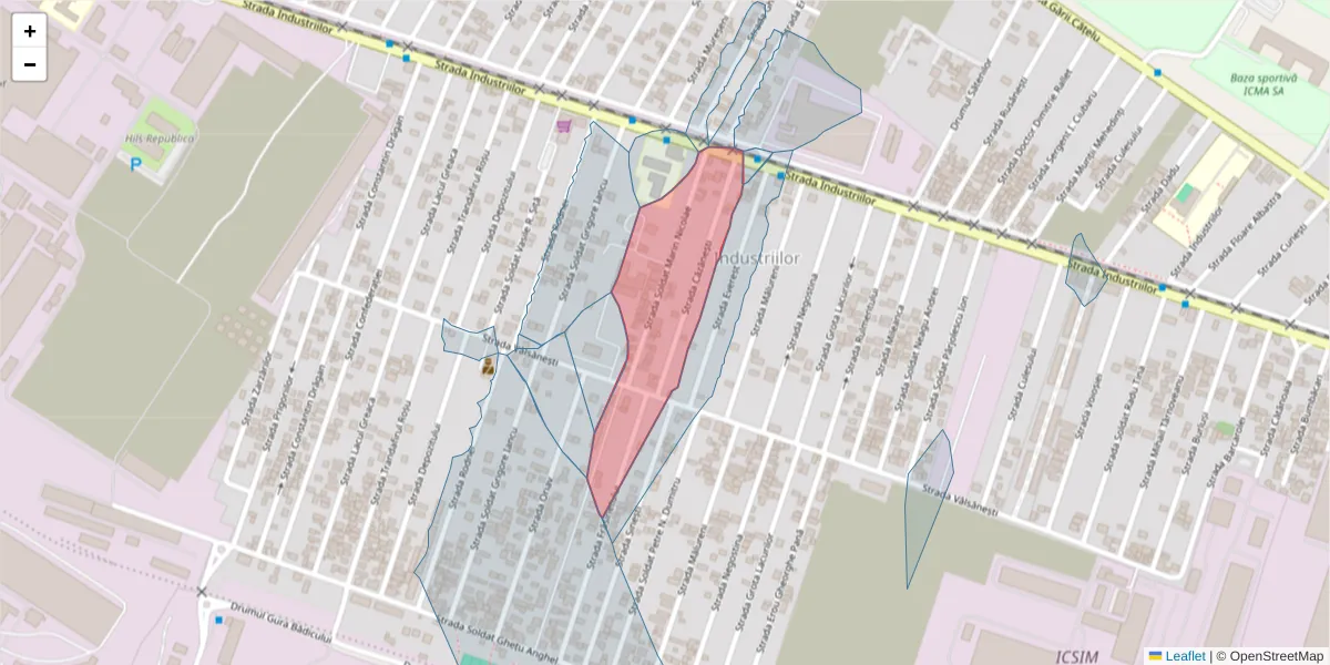 Hartă a codului poștal  și a codurilor poștale învecinate