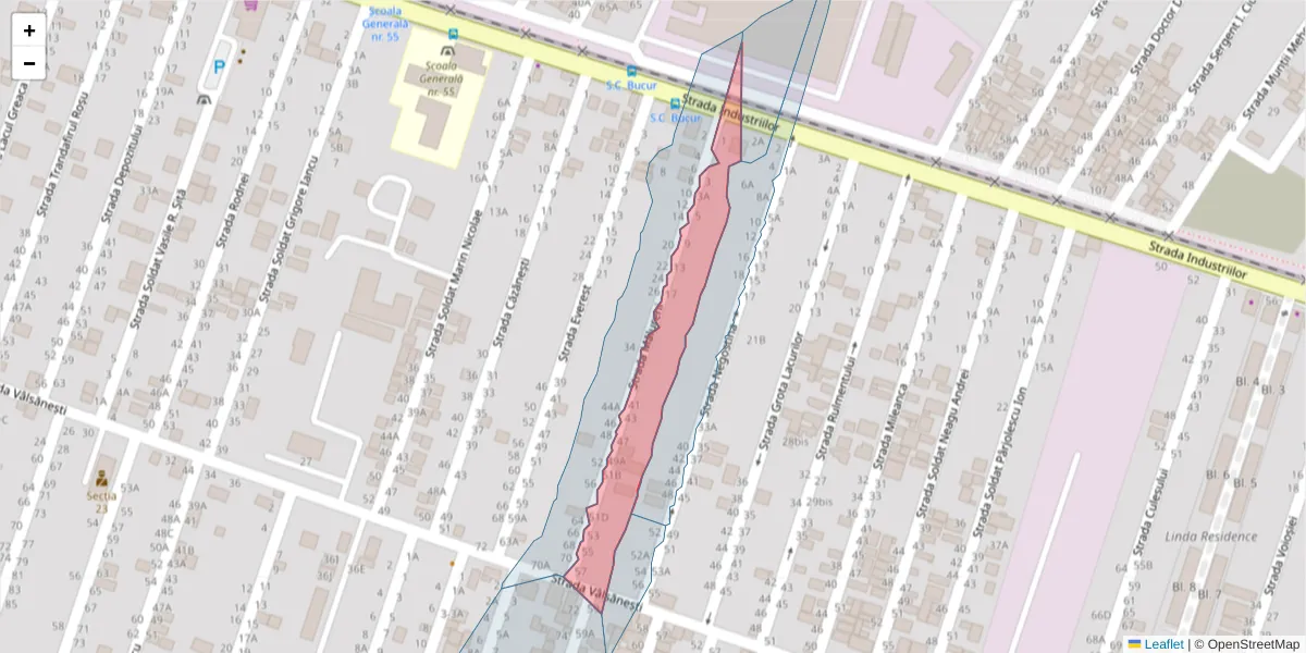 Hartă a codului poștal  și a codurilor poștale învecinate