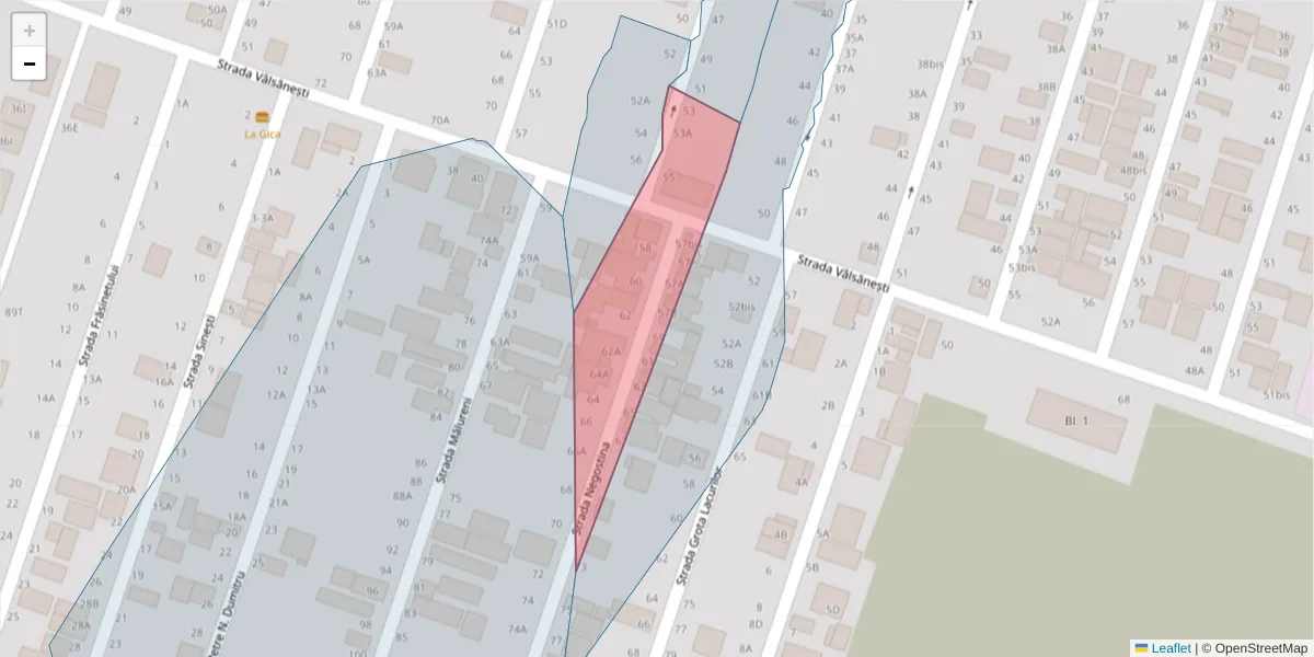 Hartă a codului poștal  și a codurilor poștale învecinate