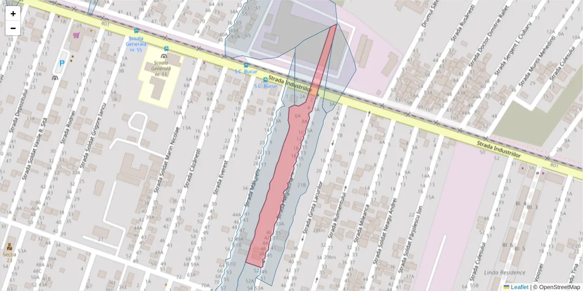 Hartă a codului poștal  și a codurilor poștale învecinate