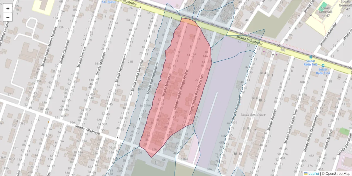 Hartă a codului poștal  și a codurilor poștale învecinate