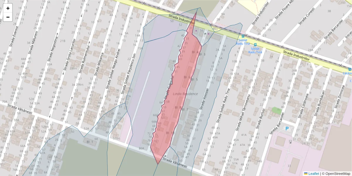 Hartă a codului poștal  și a codurilor poștale învecinate