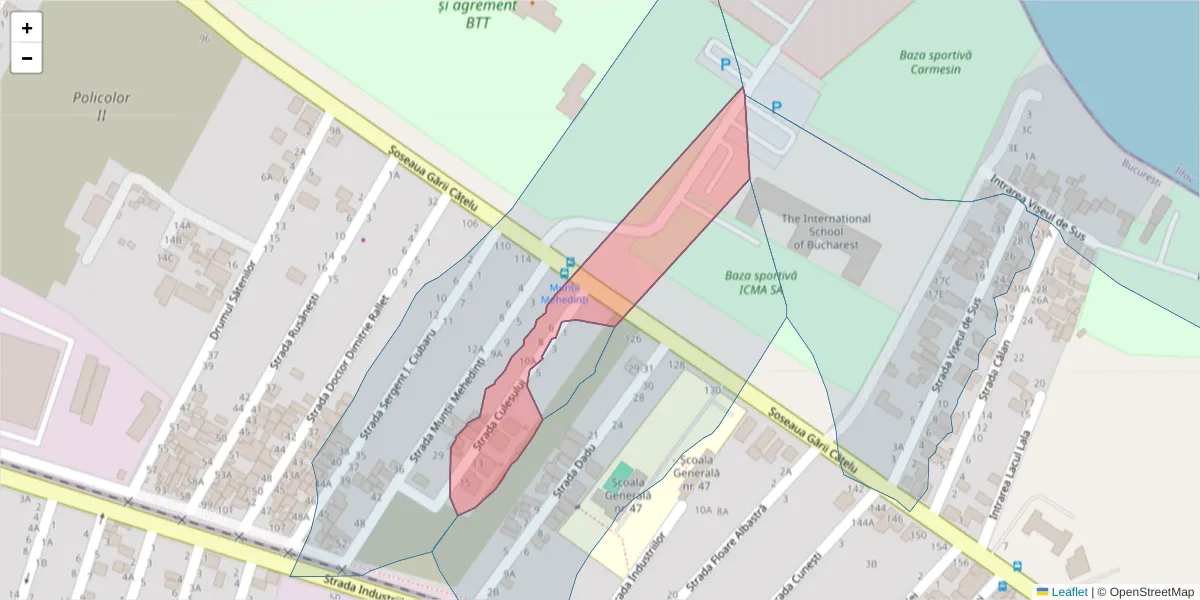 Hartă a codului poștal  și a codurilor poștale învecinate