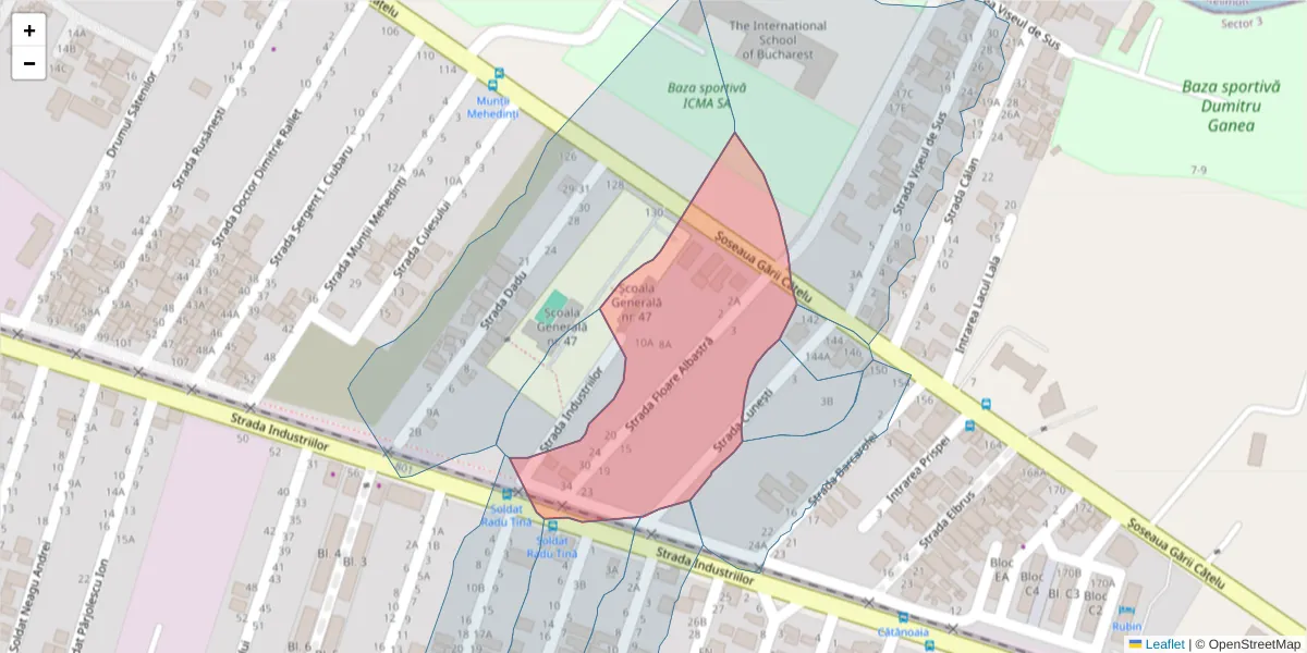 Hartă a codului poștal  și a codurilor poștale învecinate