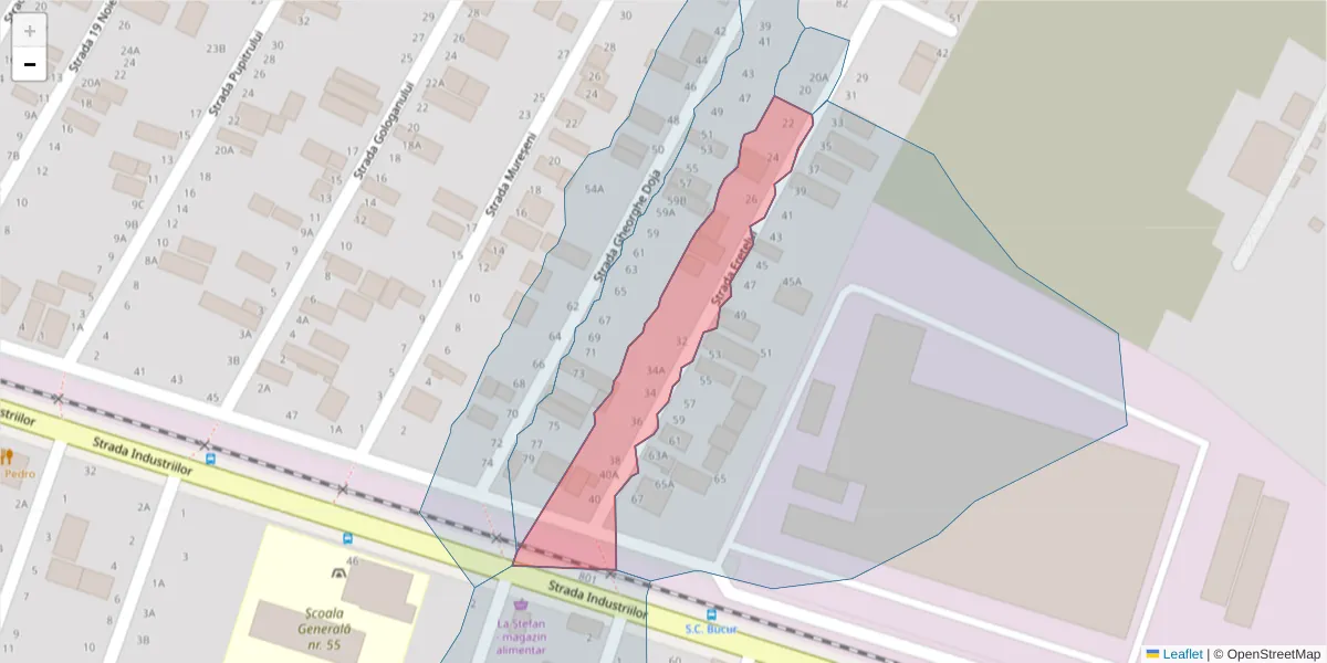 Hartă a codului poștal  și a codurilor poștale învecinate