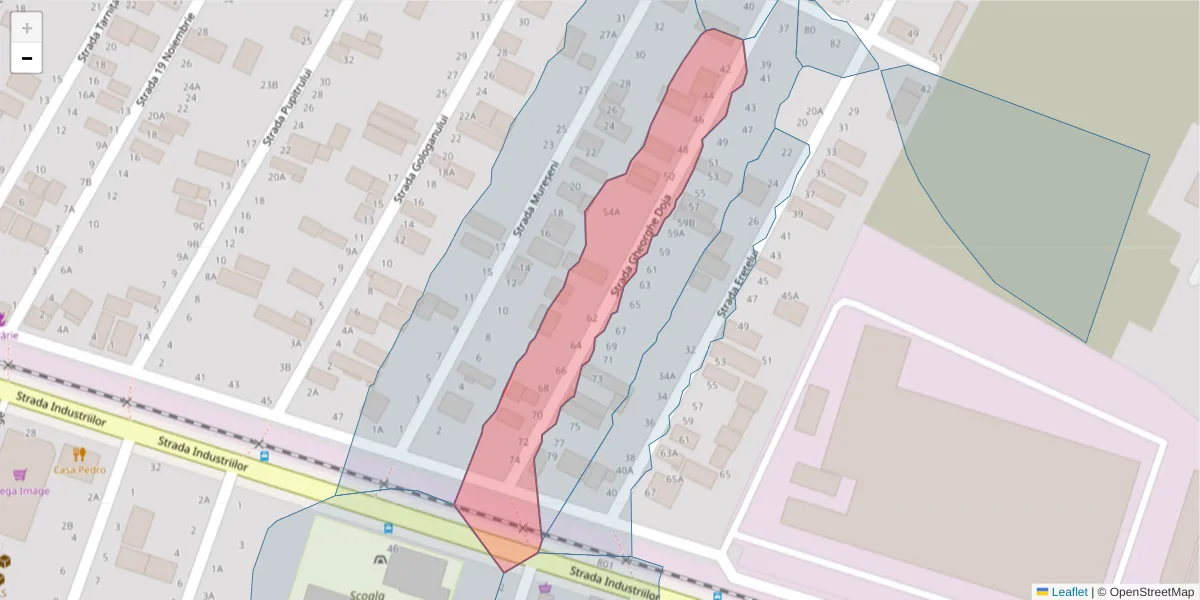 Hartă a codului poștal  și a codurilor poștale învecinate