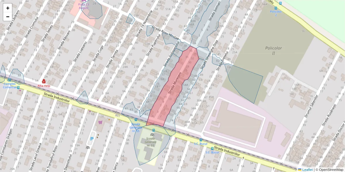 Hartă a codului poștal  și a codurilor poștale învecinate