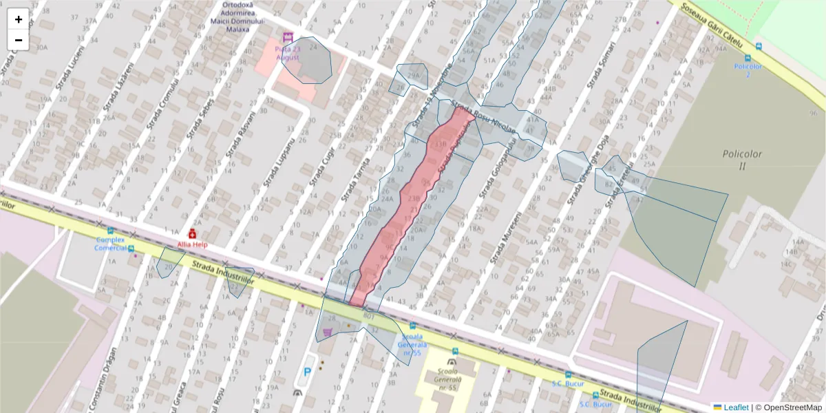 Hartă a codului poștal  și a codurilor poștale învecinate