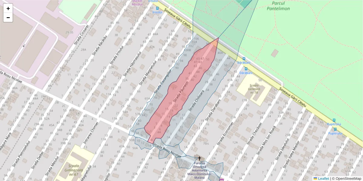 Hartă a codului poștal  și a codurilor poștale învecinate