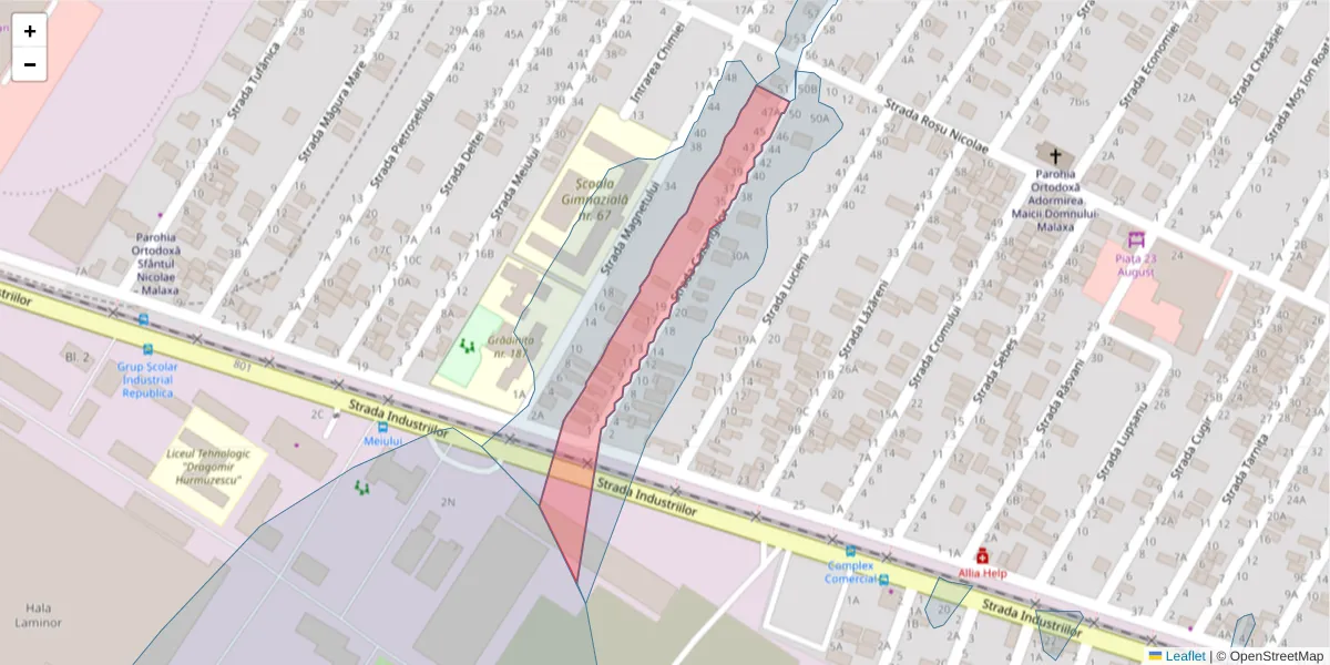 Hartă a codului poștal  și a codurilor poștale învecinate
