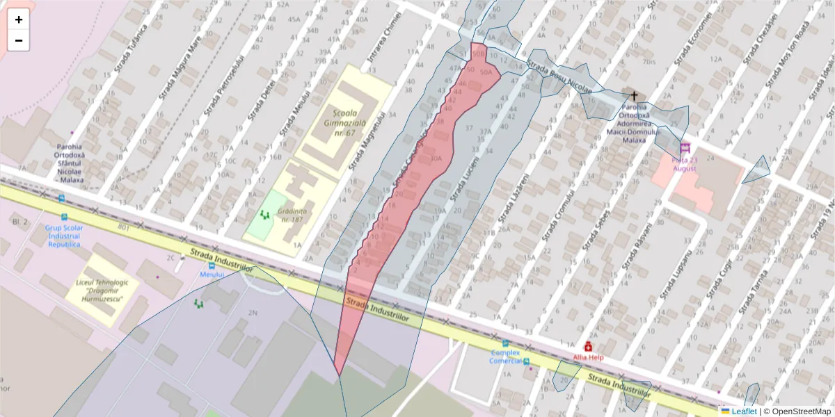 Hartă a codului poștal  și a codurilor poștale învecinate
