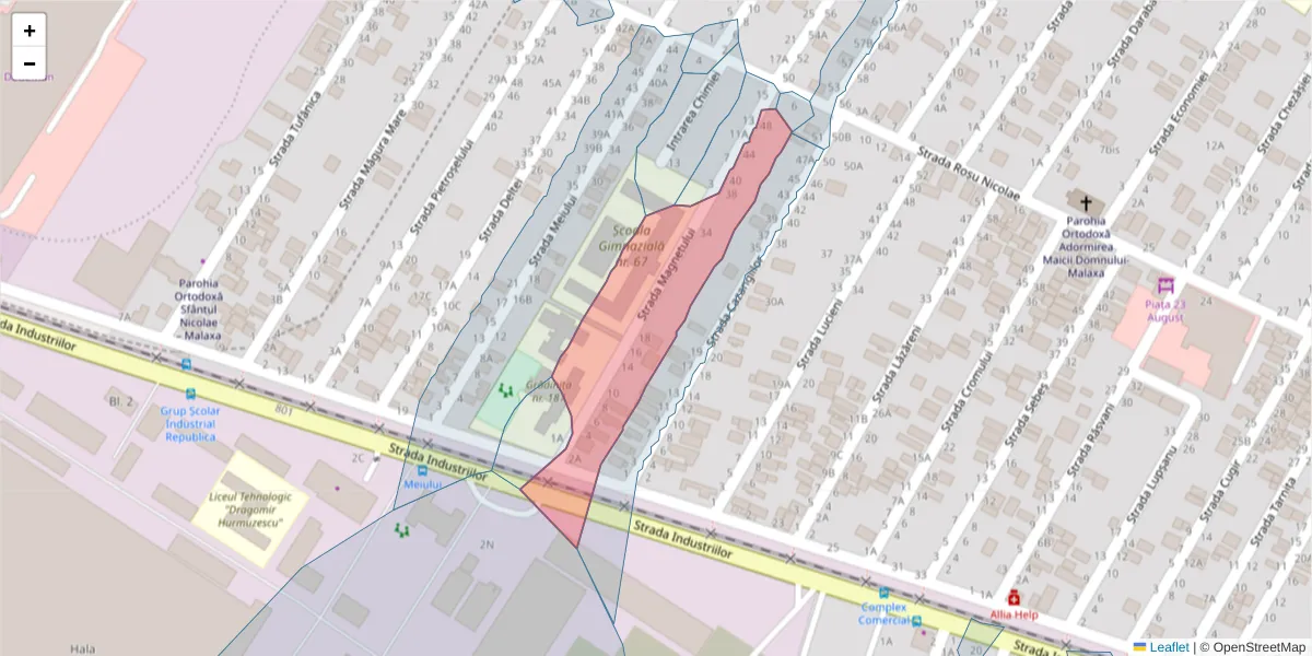 Hartă a codului poștal  și a codurilor poștale învecinate