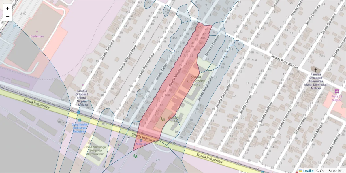 Hartă a codului poștal  și a codurilor poștale învecinate