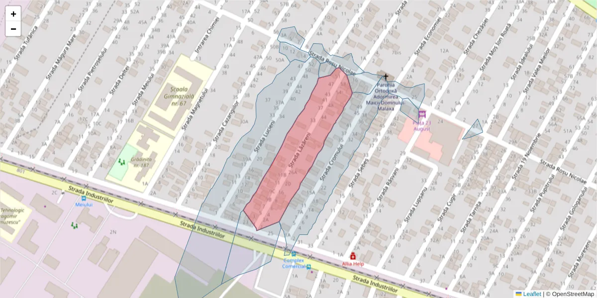 Hartă a codului poștal  și a codurilor poștale învecinate