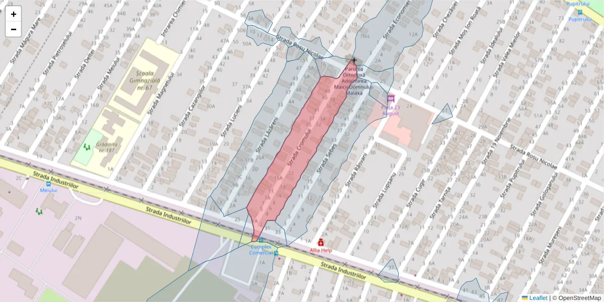 Hartă a codului poștal  și a codurilor poștale învecinate