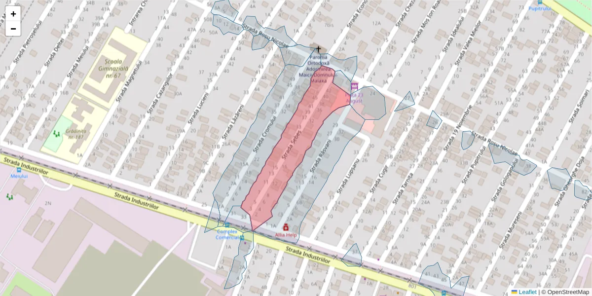 Hartă a codului poștal  și a codurilor poștale învecinate