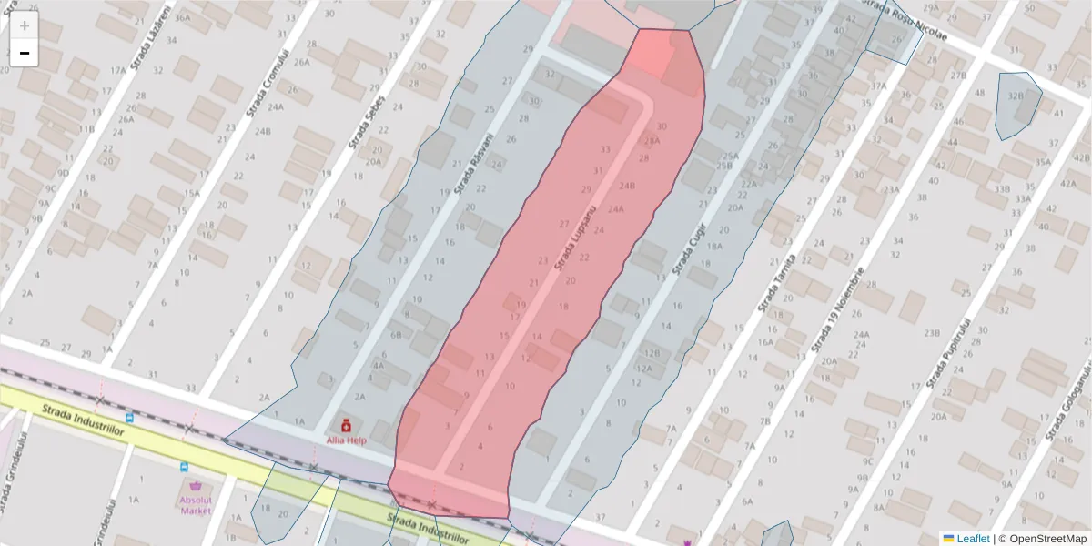 Hartă a codului poștal  și a codurilor poștale învecinate