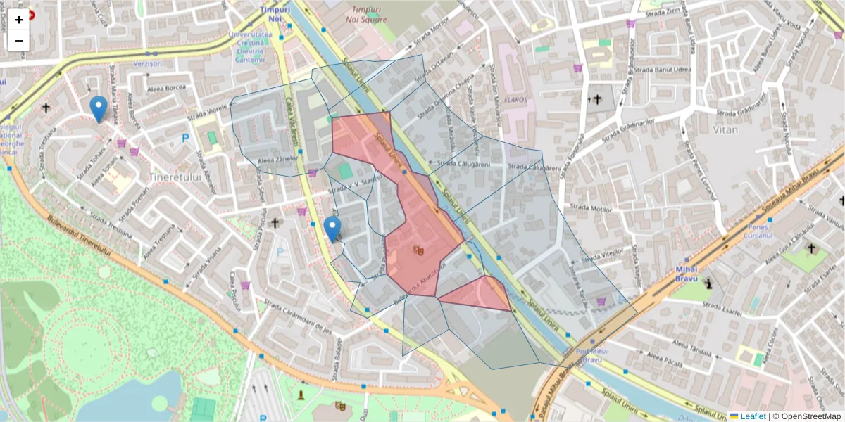 Hartă a codului poștal  și a codurilor poștale învecinate