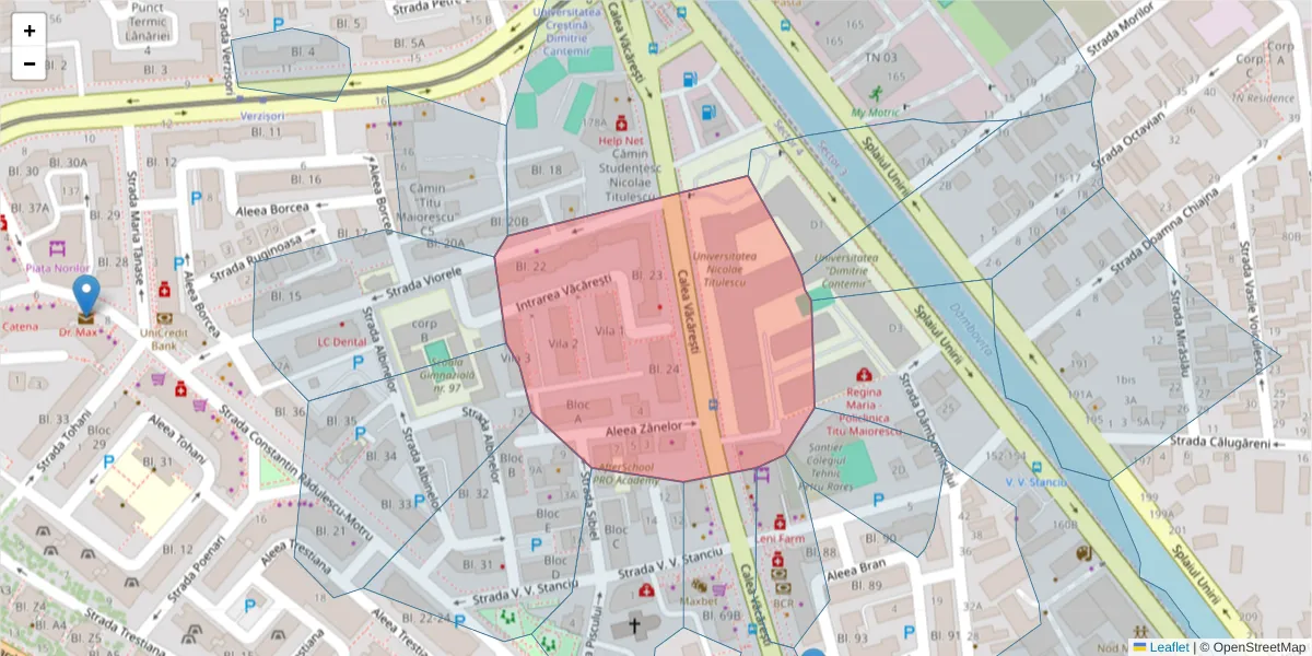 Hartă a codului poștal  și a codurilor poștale învecinate