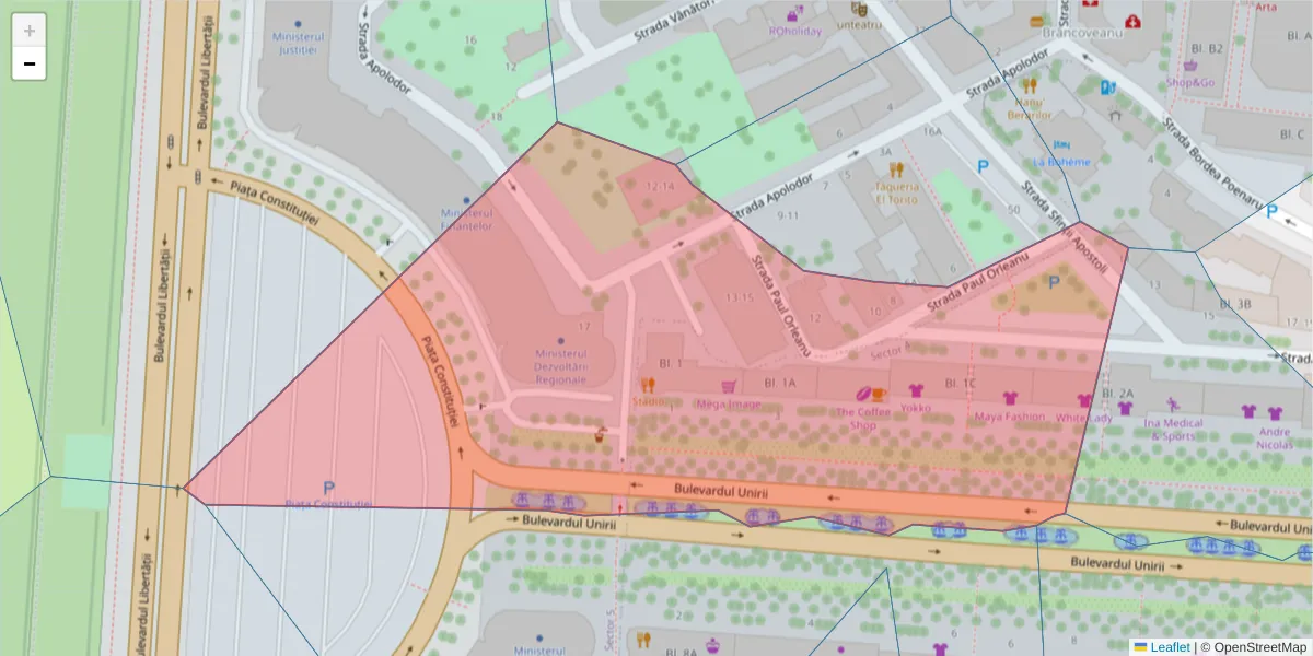 Hartă a codului poștal  și a codurilor poștale învecinate