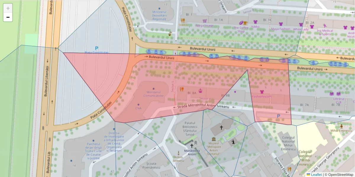 Hartă a codului poștal  și a codurilor poștale învecinate