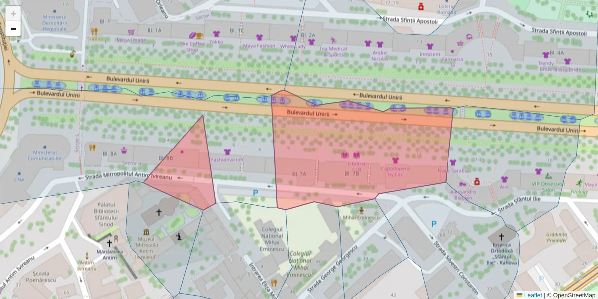 Hartă a codului poștal  și a codurilor poștale învecinate