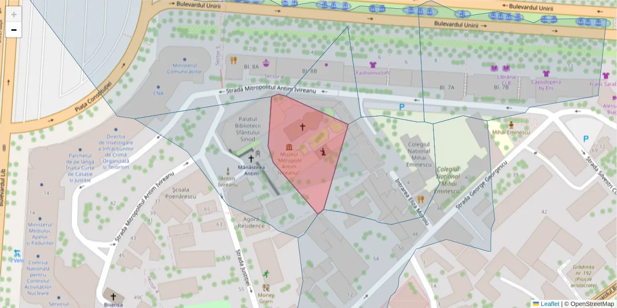 Hartă a codului poștal  și a codurilor poștale învecinate