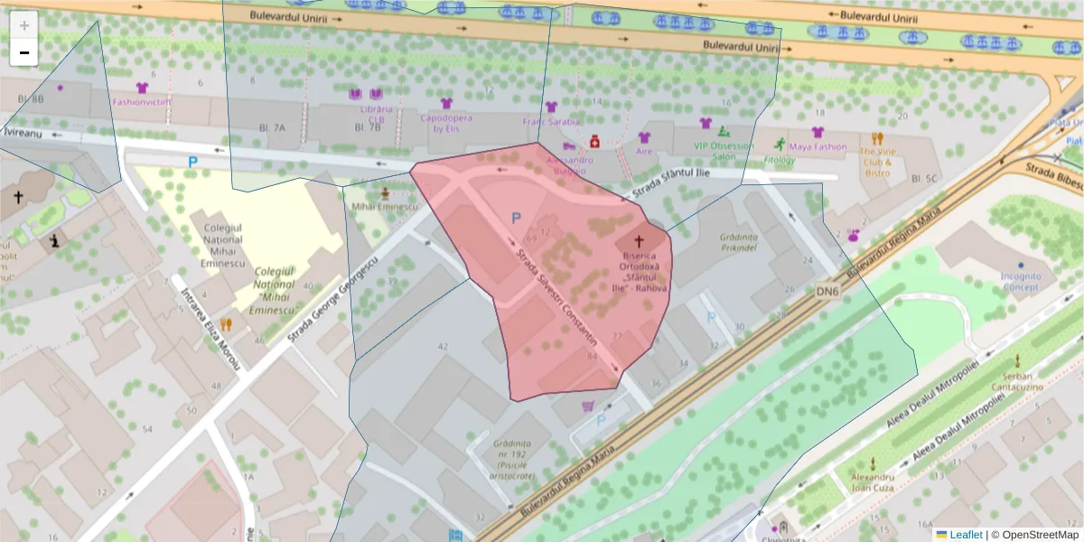 Hartă a codului poștal  și a codurilor poștale învecinate