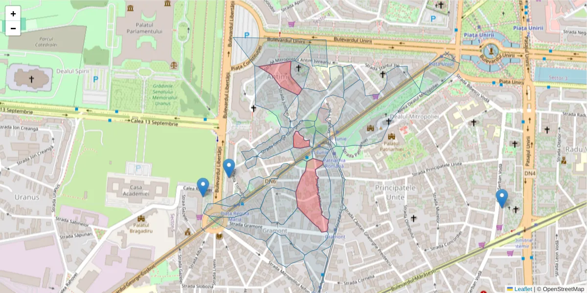 Hartă a codului poștal  și a codurilor poștale învecinate