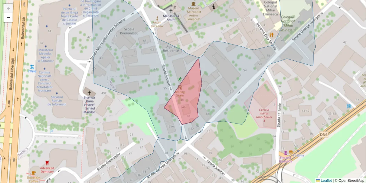 Hartă a codului poștal  și a codurilor poștale învecinate