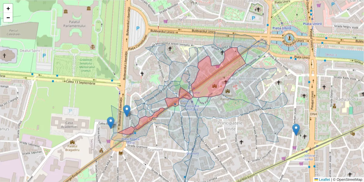 Hartă a codului poștal  și a codurilor poștale învecinate