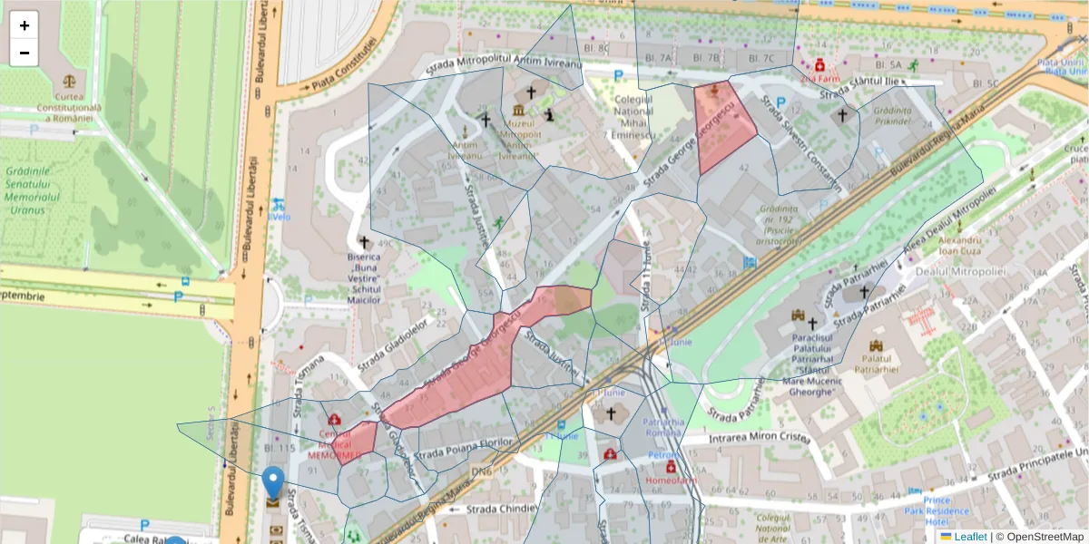 Hartă a codului poștal  și a codurilor poștale învecinate