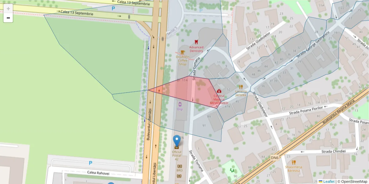 Hartă a codului poștal  și a codurilor poștale învecinate