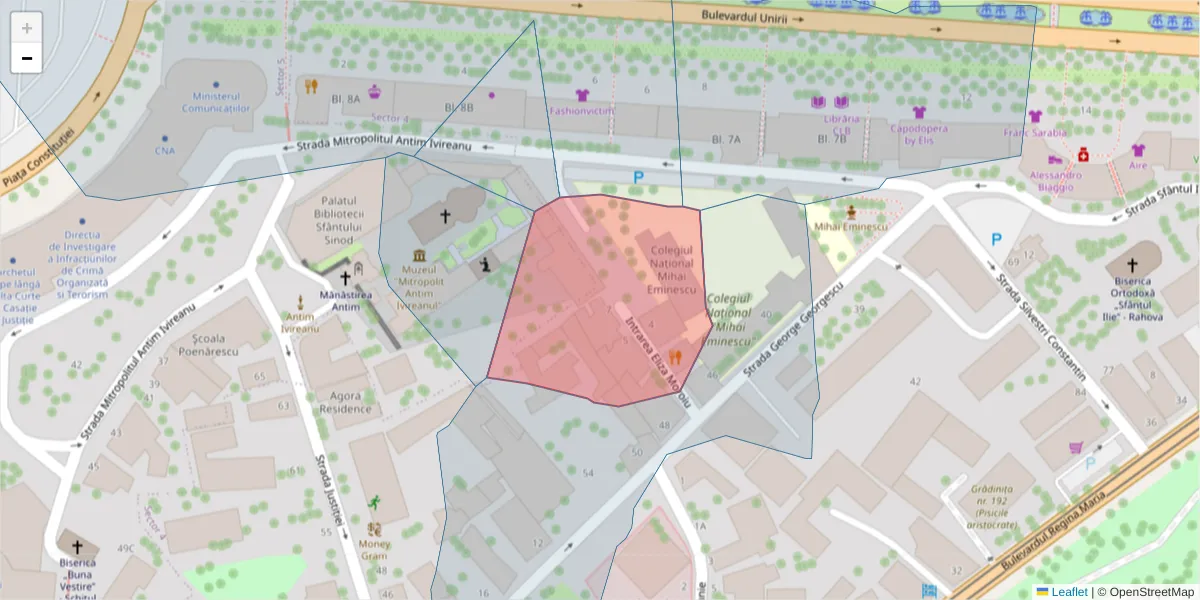 Hartă a codului poștal  și a codurilor poștale învecinate