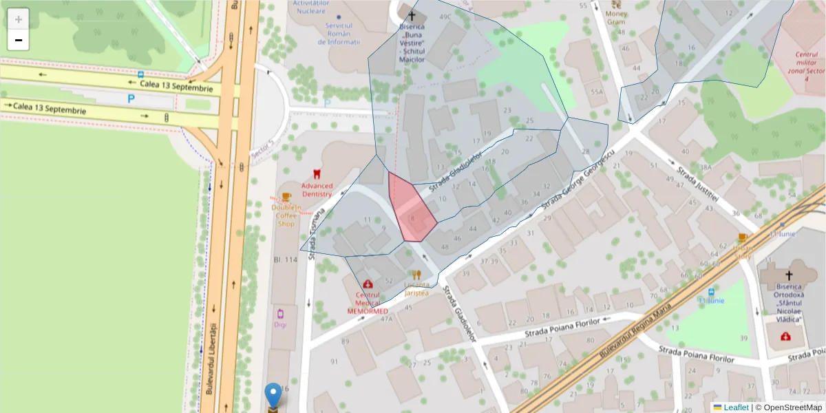 Hartă a codului poștal  și a codurilor poștale învecinate