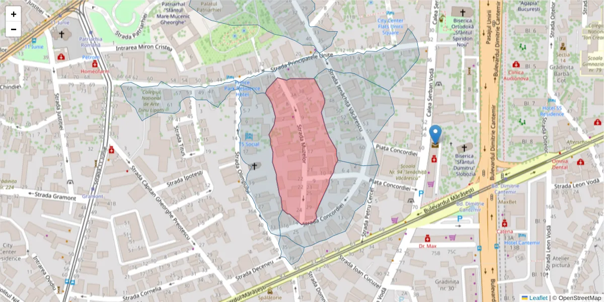 Hartă a codului poștal  și a codurilor poștale învecinate