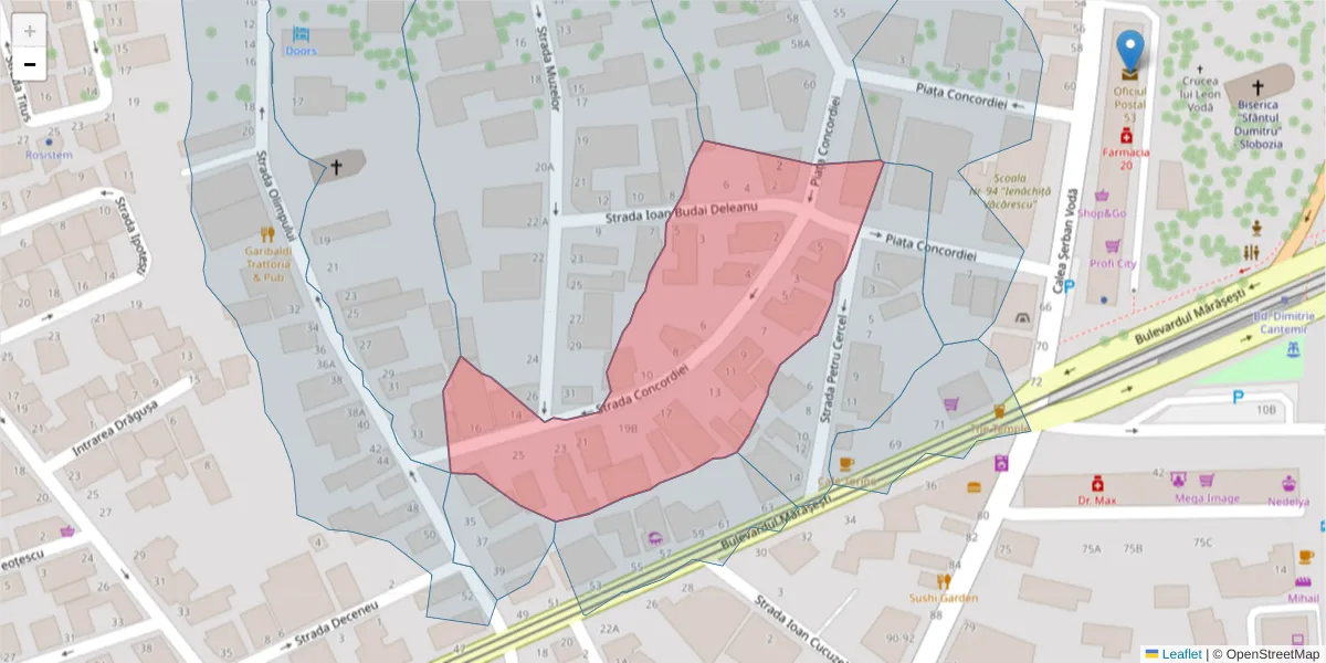 Hartă a codului poștal  și a codurilor poștale învecinate