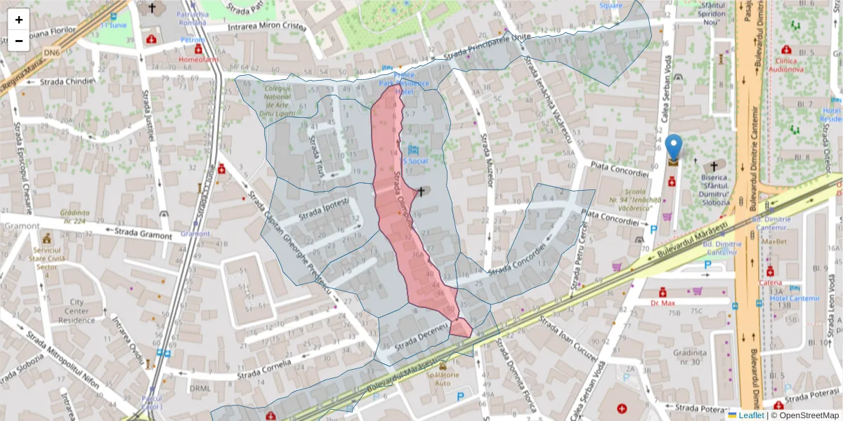 Hartă a codului poștal  și a codurilor poștale învecinate