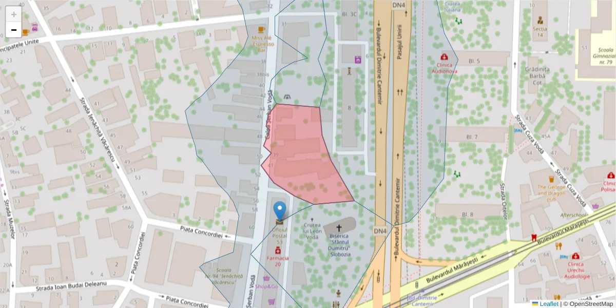 Hartă a codului poștal  și a codurilor poștale învecinate