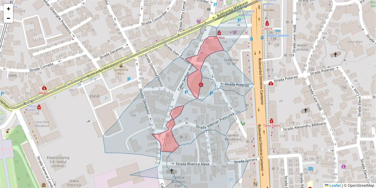 Hartă a codului poștal  și a codurilor poștale învecinate