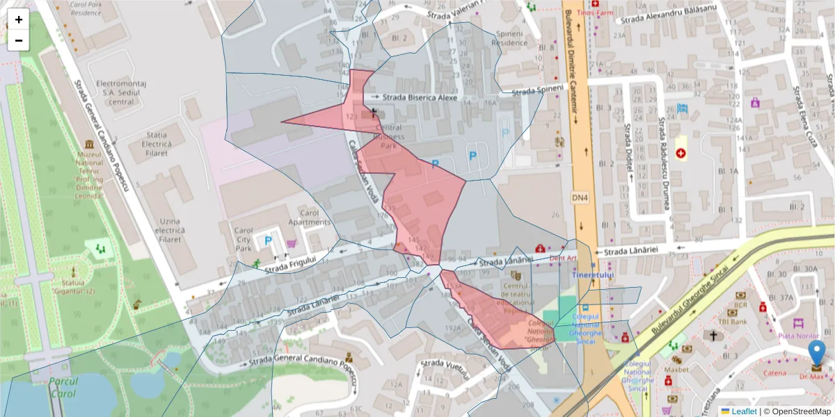 Hartă a codului poștal  și a codurilor poștale învecinate