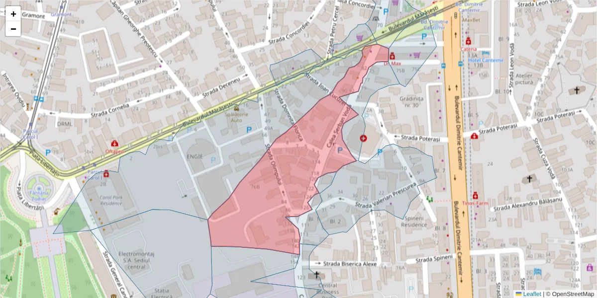 Hartă a codului poștal  și a codurilor poștale învecinate