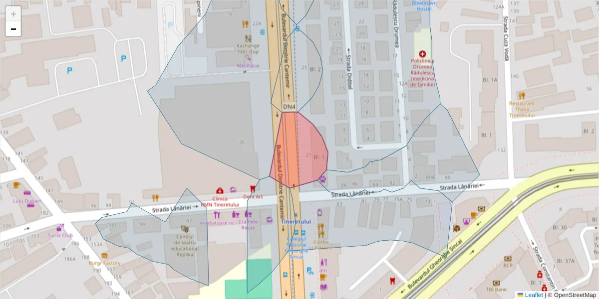 Hartă a codului poștal  și a codurilor poștale învecinate