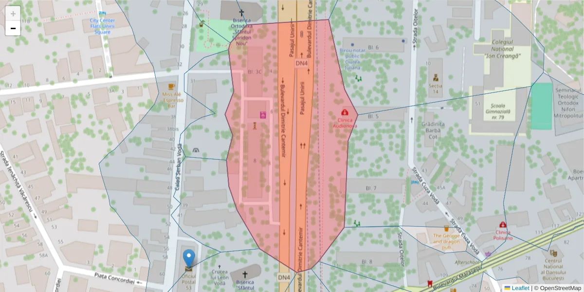 Hartă a codului poștal  și a codurilor poștale învecinate