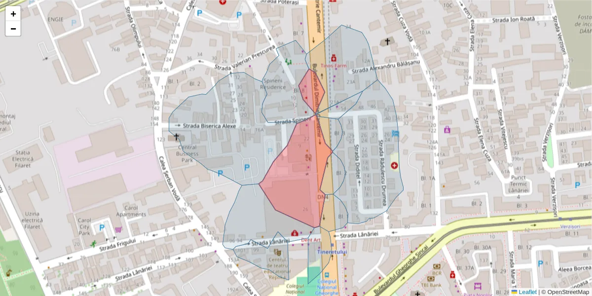 Hartă a codului poștal  și a codurilor poștale învecinate