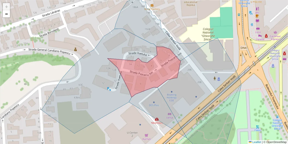 Hartă a codului poștal  și a codurilor poștale învecinate