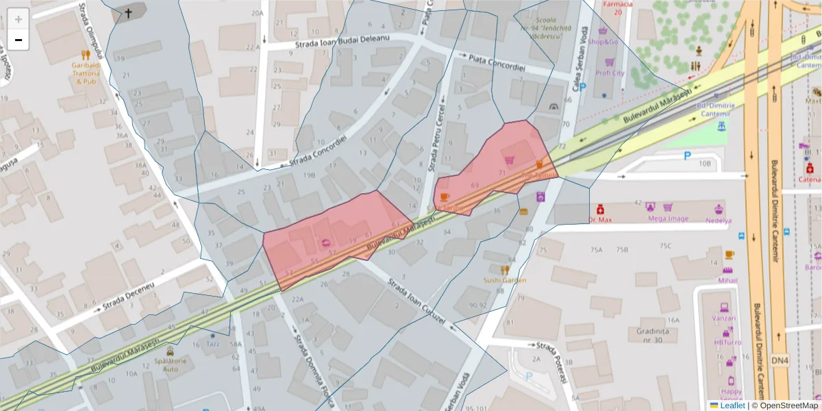 Hartă a codului poștal  și a codurilor poștale învecinate
