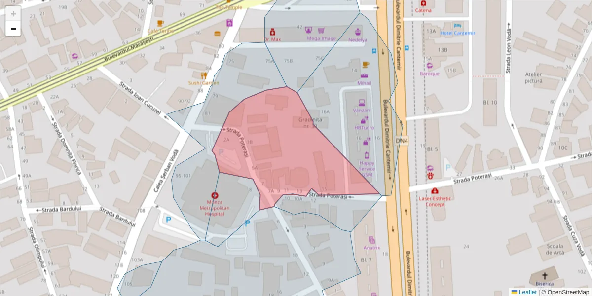 Hartă a codului poștal  și a codurilor poștale învecinate